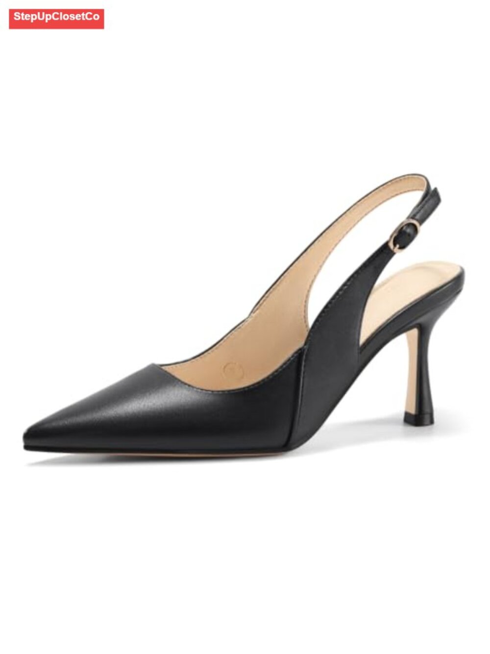 Womens Slingback Kitten Heels Closed Pointed Toe Pumps Work Wedding Dress Shoes